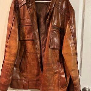Men's Distressed Leather Field Jacket